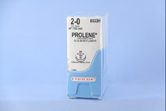 Suture with Needle Prolene Nonabsorbable Uncoated Blue Suture Monofilament Polypropylene Suture Size 2 - 0 48 Inch Suture Double-Armed 26 mm Length 1/2 Circle Taper Point Needle