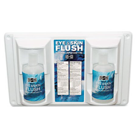 Pac-Kit® Twin Bottle Eye Flush Station w/Two 16oz Bottles, 3.75"D x 13.5"H x 16.5"W