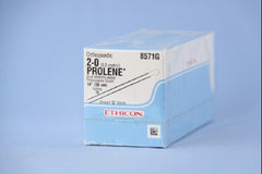Suture with Needle Prolene Nonabsorbable Uncoated Blue Suture Monofilament Polypropylene Suture Size 2 - 0 14 Inch Suture Double-Armed 48 mm Length Straight Conventional Cutting Needle