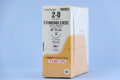 Suture with Needle Ethibond Nonabsorbable Coated White Suture Braided Polyester Size 2 - 0 30 Inch Suture 1-Needle 26 mm Length 1/2 Circle Taper Point Needle