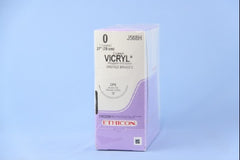Suture with Needle Coated Vicryl Absorbable Coated Undyed Suture Braided Polyglactin 910 Size 0 27 Inch Suture 1-Needle 48 mm Length 1/2 Circle Reverse Cutting Needle