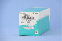 Suture with Needle Mersilene Nonabsorbable Uncoated Green Suture Braided Polyester Size 10 - 0 12 Inch Suture Double-Armed 5.5 mm Length 1/2 Circle Spatula Needle