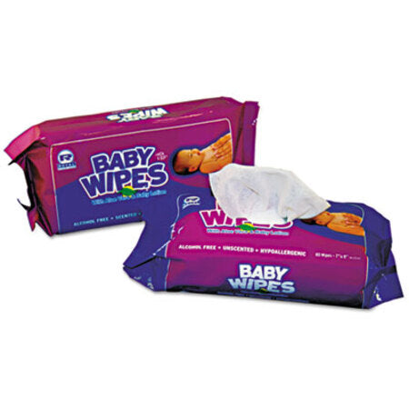 AmerCareRoyal® Baby Wipes Refill Pack, White, 80/Pack, 12 Packs/Carton