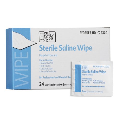 Professional Disposables Saline Wipe Hygea® Individual Packet Saline Unscented 24 Count
