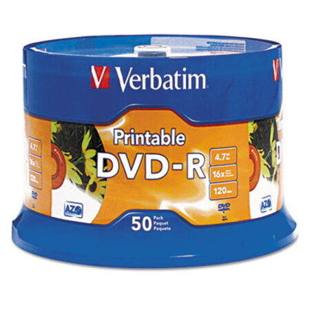 Verbatim® DVD-R Disc, 4.7 GB, 16x, White, 50/Pk