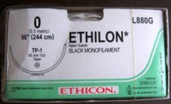 Suture with Needle Ethilon Nonabsorbable Uncoated Black Suture Monofilament Nylon Size 0 96 Inch Suture 1-Needle 65 mm Length 1/2 Circle Taper Point Needle