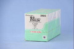 Suture with Needle Ethilon Nonabsorbable Uncoated Black Suture Monofilament Nylon Size 10 - 0 5 Inch Suture 1-Needle 3.5 mm Length 1/4 Circle Taper Cut Needle