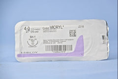 J & J Healthcare Systems Suture with Needle Coated Vicryl™ Absorbable Coated Undyed Suture Braided Polyglactin 910 Size 4 - 0 27 Inch Suture 1-Needle 22 mm Length 1/2 Circle Taper Point Needle