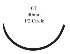Suture with Needle Ethilon Nonabsorbable Uncoated Black Suture Monofilament Nylon Size 0 48 Inch Suture 1-Needle 40 mm Length 1/2 Circle Taper Point Needle
