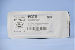 Suture with Needle PDS II Absorbable Uncoated Violet Suture Monofilament Polydioxanone Size 1 27 Inch Suture 1-Needle 22 mm Length 1/2 Circle Reverse Cutting Needle