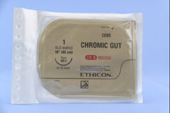 Suture with Needle Absorbable Uncoated Undyed Suture Chromic Gut Size 1 18 Inch Suture 1-Needle 31 mm Length 1/2 Circle Taper Point Needle