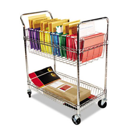 Alera® Carry-all Cart/Mail Cart, Two-Shelf, 34.88w x 18d x 39.5h, Silver