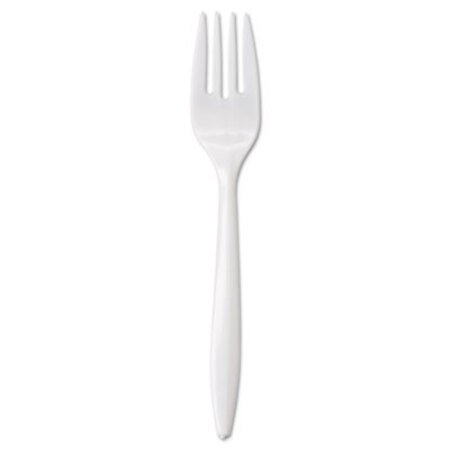GEN Wrapped Cutlery, 6 1/8" Fork, Mediumweight, Polypropylene, White, 1,000/Carton