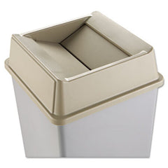 Rubbermaid® Commercial Untouchable Square Swing Top Lid, Plastic, 20.13w x 20.13d x 6.25h, Beige
