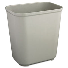 Rubbermaid® Commercial Fire-Resistant Wastebasket, Rectangular, Fiberglass, 7 gal, Gray