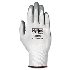 AnsellPro HyFlex Foam Gloves, White/Gray, Size 9, 12 Pairs
