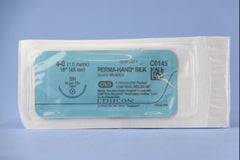 Suture with Needle Perma-Hand Nonabsorbable Coated Black Suture Braided Silk Size 4 - 0 18 Inch Suture 1-Needle 26 mm Length 1/2 Circle Taper Point Needle