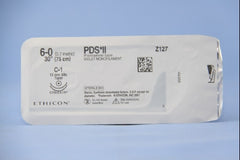 Suture with Needle PDS II Absorbable Uncoated Violet Suture Monofilament Polydioxanone Size 6 - 0 30 Inch Suture Double-Armed 12 mm Length 3/8 Circle Taper Point Needle