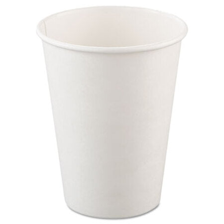 Dart® Single-Sided Poly Paper Hot Cups, 12oz, White, 50/Bag, 20 Bags/Carton