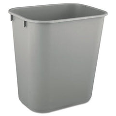 Rubbermaid® Commercial Deskside Plastic Wastebasket, Rectangular, 3.5 gal, Gray