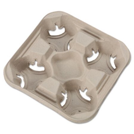 Chinet® StrongHolder Molded Fiber Cup Trays, 8-32 oz, Four Cups, Beige, 300/Carton