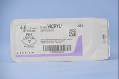 Suture with Needle Coated Vicryl Absorbable Coated Undyed Suture Braided Polyglactin 910 Size 4 - 0 18 Inch Suture 1-Needle 24 mm Length 3/8 Circle Reverse Cutting Needle