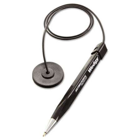 MMF Industries™ Wedgy Antimicrobial Ballpoint Counter Pen w/Round Base, 1mm, Blue Ink, Black Barrel