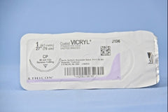 Suture with Needle Coated Vicryl Absorbable Coated Undyed Suture Braided Polyglactin 910 Size 1 27 Inch Suture 1-Needle 40 mm Length 1/2 Circle Reverse Cutting Needle