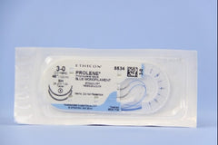 Suture with Needle Prolene Nonabsorbable Uncoated Blue Suture Monofilament Polypropylene Suture Size 3 - 0 48 Inch Suture Double-Armed 26 mm Length 1/2 Circle Taper Point Needle