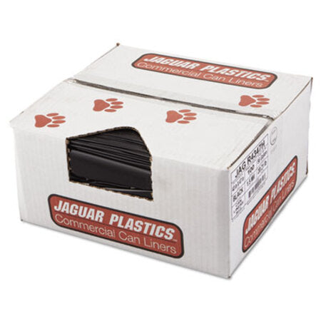 Jaguar Plastics® Repro Low-Density Can Liners, 56 gal, 1.5 mil, 43" x 47", Black, 100/Carton