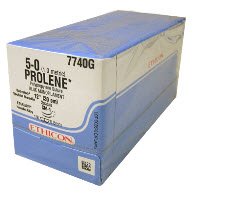 J & J Healthcare Systems Suture with Needle Prolene™ Nonabsorbable Uncoated Blue Suture Monofilament Polypropylene Suture Size 5 - 0 12 Inch Suture Double-Armed 5.5 mm Length 1/8 Circle Spatula Needle