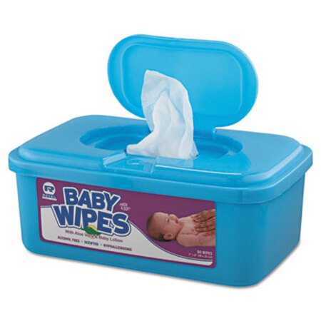AmerCareRoyal® Baby Wipes Tub, White, 80/Tub, 12/Carton