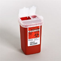 Cardinal Sharps Container SharpSafety™ 6-1/4 H X 4-1/2 W X 4-1/4 D Inch 1 Quart Red Base / Translucent Lid Vertical Entry 2 Hinged Snap On Lid - M-149371-3942 - Case of 100