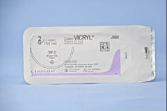 J & J Healthcare Systems Suture with Needle Coated Vicryl™ Absorbable Coated Undyed Suture Braided Polyglactin 910 Size 2 54 Inch Suture 1-Needle 65 mm Length 1/2 Circle Taper Point Needle