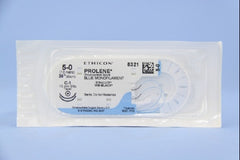 Suture with Needle Prolene Nonabsorbable Uncoated Blue Suture Monofilament Polypropylene Suture Size 5 - 0 36 Inch Suture Double-Armed 12 mm Length 3/8 Circle Taper Point Needle