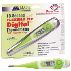 MABIS 9-Second Waterproof Digital Thermometer with Flexible Tip for Fast  Oral, Rectal or Underarm Temperature Readings for Babies, Children and