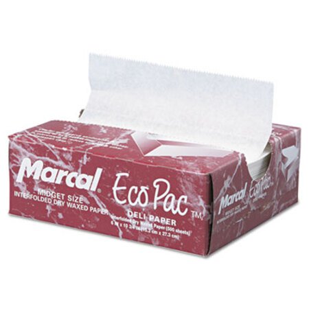Marcal® Eco-Pac Interfolded Dry Wax Paper, 6 x 10 3/4, White, 500/Pack, 12 Packs/Carton