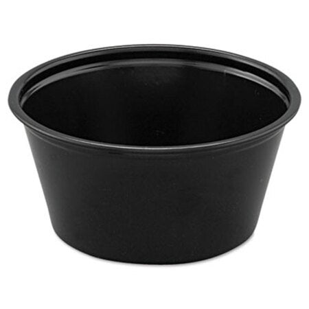 Dart® Polystyrene Portion Cups, 2 oz, Black, 250/Bag, 10 Bags/Carton