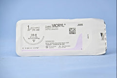 Suture with Needle Coated Vicryl Absorbable Coated Undyed Suture Braided Polyglactin 910 Size 1 27 Inch Suture 1-Needle 40 mm Length 1/2 Circle Reverse Cutting Needle
