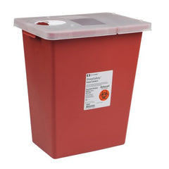 Cardinal Sharps Container SharpSafety™ 17-1/2 H X 15-1/2 W X 11 D Inch 8 Gallon Red Base / White Lid Vertical Entry Hinged Lid - M-150719-1798 - Case of 10