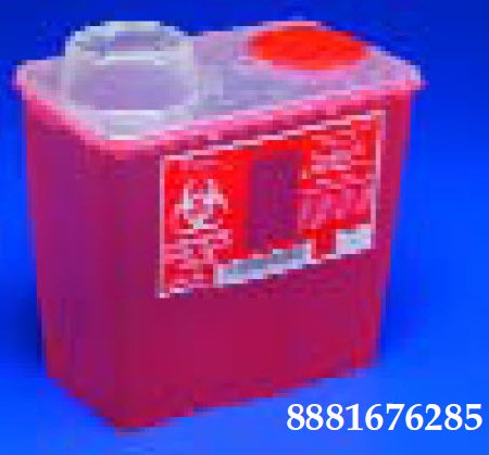 Cardinal Sharps Container Monoject™ 10-9/10 H X 10-1/2 W X 6-3/4 D Inch 2 Gallon Red Base / Translucent Lid Vertical Entry Chimney Top Lid - M-150987-3241 - Case of 20