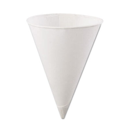 Konie® Rolled Rim Paper Cone Cups, 4.5oz, White, 200/Bag, 25 Bags/Carton