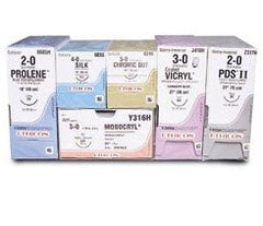 J & J Healthcare Systems Suture with Needle Prolene™ Nonabsorbable Uncoated Blue Suture Monofilament Polypropylene Suture Size 10 - 0 8 Inch Suture Double-Armed 16 mm Length Straight SABRELOC Straight Tanschamber Needle