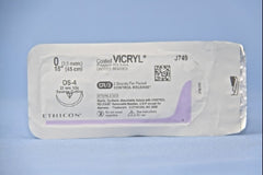 Suture with Needle Coated Vicryl Absorbable Coated Undyed Suture Braided Polyglactin 910 Size 0 18 Inch Suture 1-Needle 22 mm Length 1/2 Circle Reverse Cutting Needle
