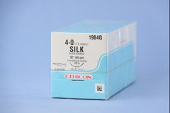 Suture with Needle Perma-Hand Nonabsorbable Coated Black Suture Braided Silk Size 4 - 0 18 Inch Suture 1-Needle 19 mm Length 3/8 Circle Precision Cosmetic - Conventional Cutting PRIME Needle