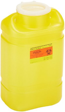 Becton Dickinson Chemotherapy Waste Container BD™ 18 H X 10-1/2 W X 7-1/2 D Inch 5 Gallon Yellow Base / Clear Lid Vertical Entry Hinged Cap Lid - M-152482-2494 - Case of 8