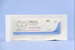 Suture with Needle Prolene Nonabsorbable Uncoated Blue Suture Monofilament Polypropylene Suture Size 2 - 0 48 Inch Suture Double-Armed 36.4 mm Length 1/2 Circle Taper Point Needle