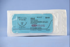 Suture with Needle Perma-Hand Nonabsorbable Coated Black Suture Braided Silk Size 2 - 0 18 Inch Suture 1-Needle 26 mm Length 1/2 Circle Taper Point Needle