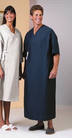 Fashion Seal Uniforms Patient Exam Gown One Size Fits Most Navy Blue Reusable