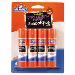 s® Washable School Glue Sticks, 0.24 oz, Applies Purple, Dries Clear, 4/Pack